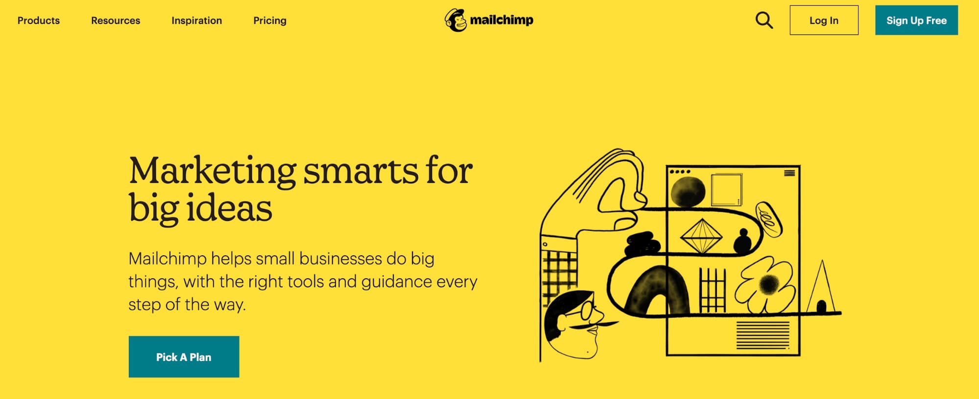 Website layout of Mailchimp