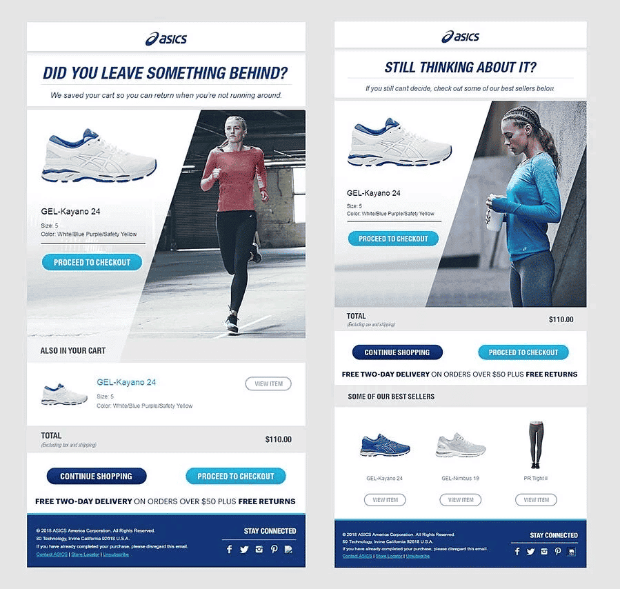 cart abandonment email example