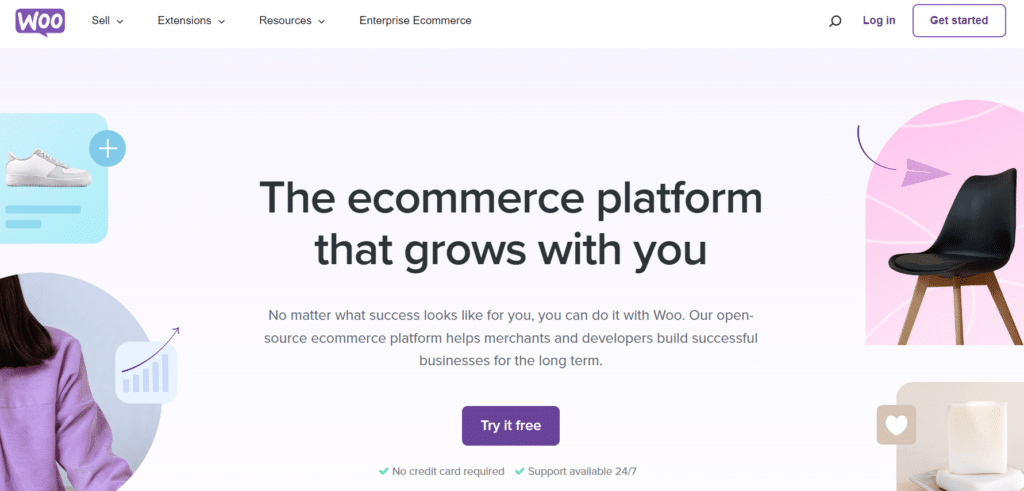 Woocommerce website landing page hero section